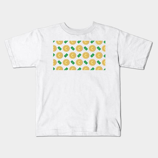 Cent ¢ banknote and coin pattern wallpaper Kids T-Shirt by FOGSJ